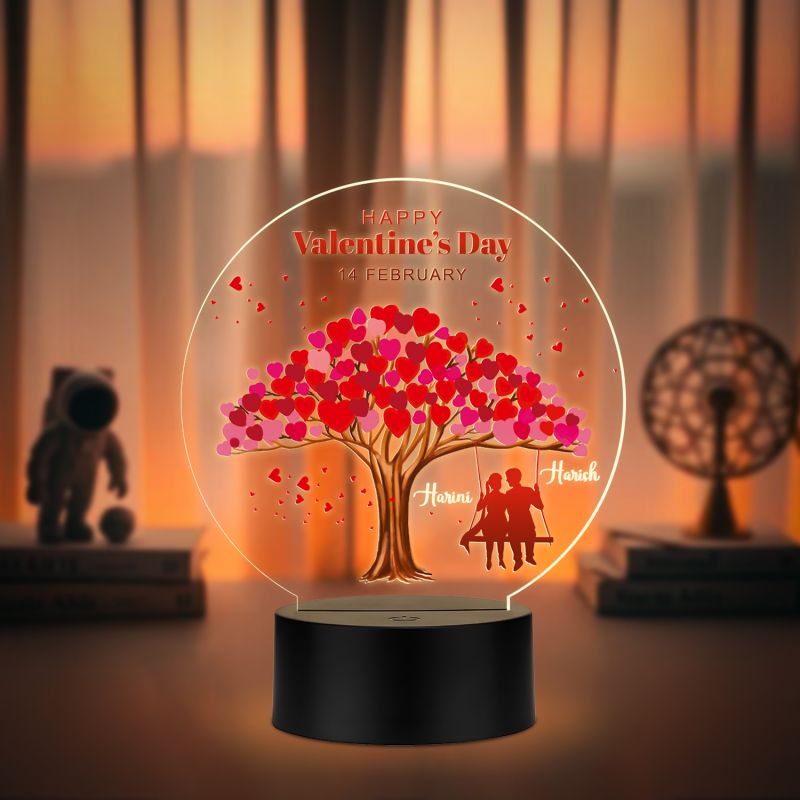 Personalized UV Print couple name led lamp with Warm White light Gift for girlfriend , boyfriend, valentine day